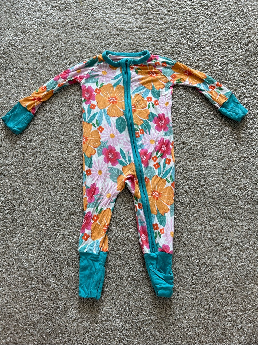 Little Sleepies Beachy Blooms Floral Zippy - Size 3-6 - Picture 1 of 3